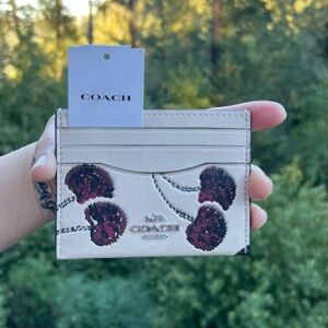 COACH Slim Id Card Case With Cherry Print CDG88 NWT AUTHENTIC
